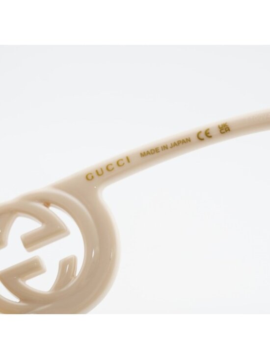 Gucci GG1325S 002 Sunglasses Ivory Square Frame, Grey Lenses